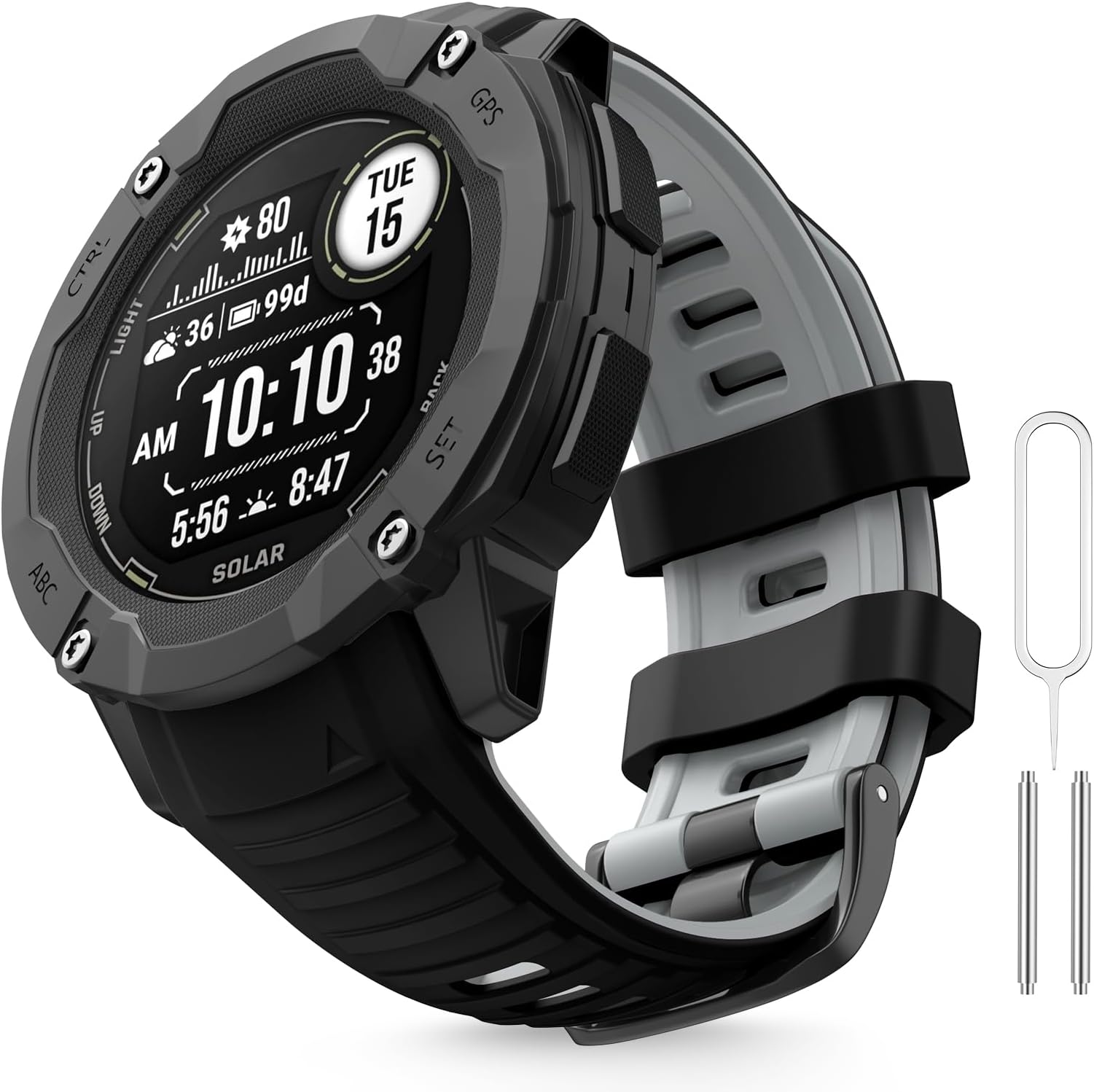 Compatible with Garmin Instinct 2X Band,Adjustable Soft Silicone Replacement Sport Watch Wristband Strap for Garmin Instinct 2X/Solar/Tactical