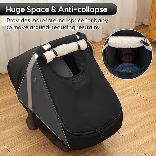 Miniatura 3 de Funda de asiento de automóvil para bebé, funda de asiento de automóvil infantil con forro polar grueso, fundas cálidas para asiento de automóvil con