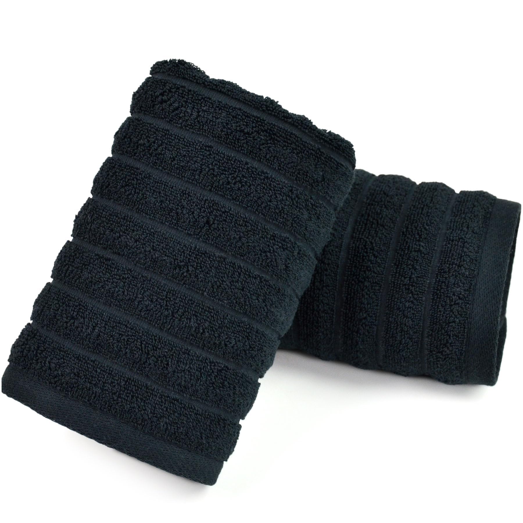 Serviettes de bain côtelées en coton lot de 2 essuie-mains doux séchage rapide 470g/m²