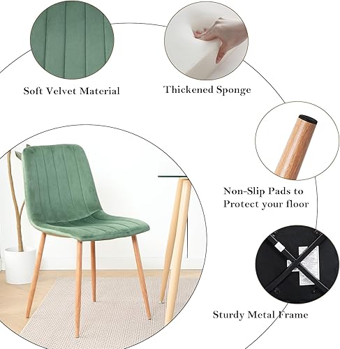 Miniatura 7 de Juego de 4 sillas de comedor, modernas sillas de cocina y comedor, silla ergonómica de terciopelo para comedor, asiento acolchado tapizado y patas