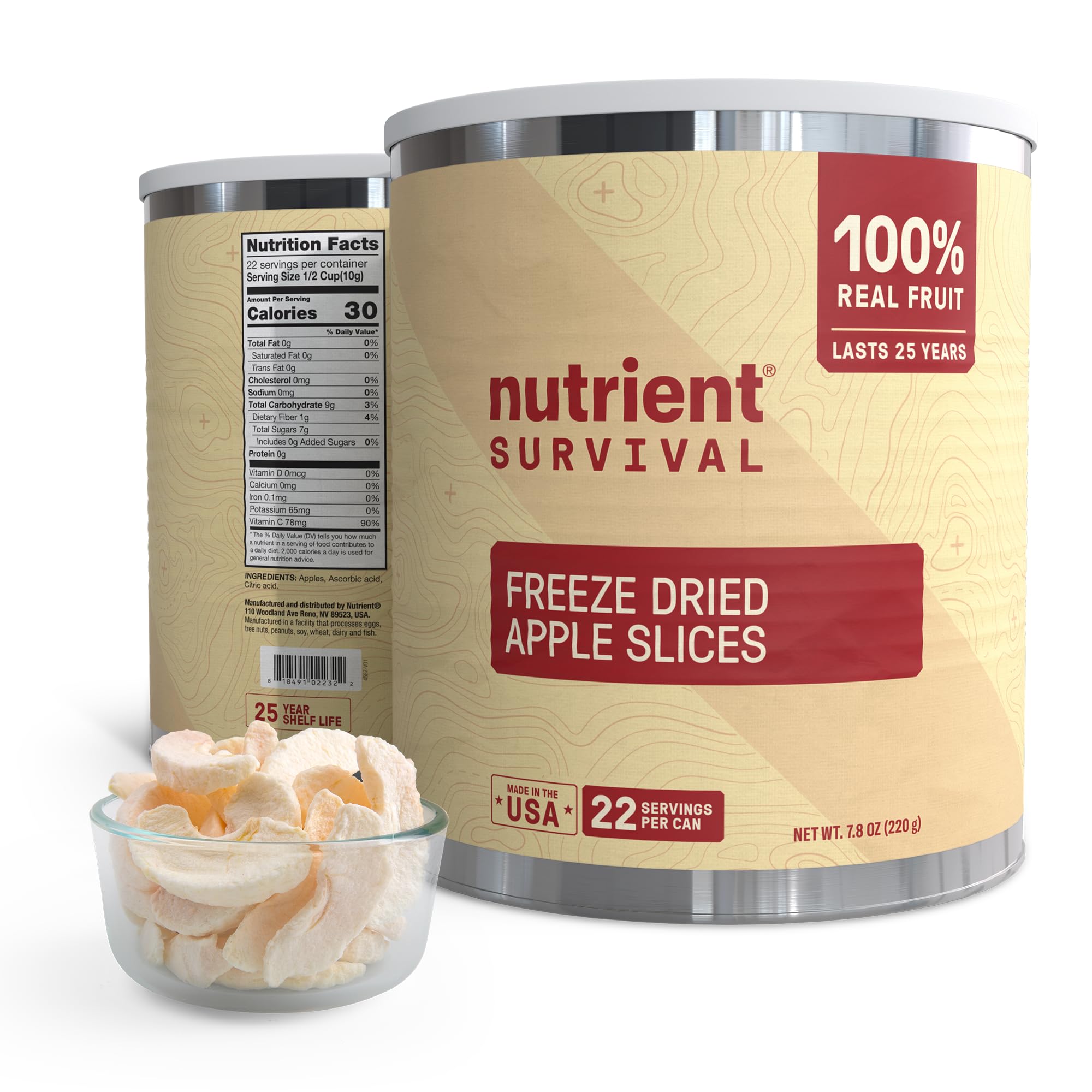 Freeze-Dried Apples – Premium Sliced | #10 Can | 25-Year Shelf Life | Clean Emergency Food Storage