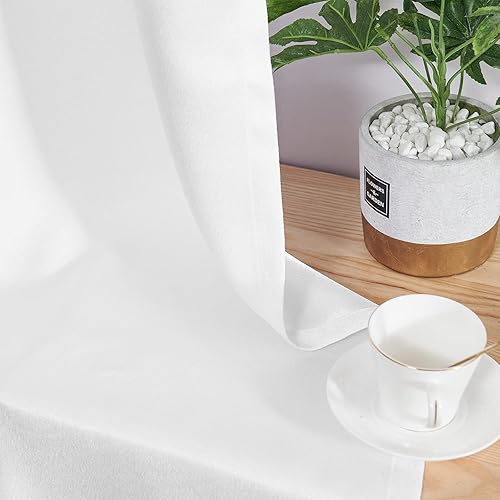 Miniatura 7 de jinchan Cortinas blancas para sala de estar, cortina de ventana texturizada en relieve de 63 pulgadas de largo, elegante cortina de seda sintética