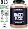 Chocolate Naked Mass - All Natural Chocolate Weight Gainer Protein Powder - 8lb Bulk GMO Free Gluten Free & Soy Free. No Artificial Ingredients - 1360 Calories - 11 Servings