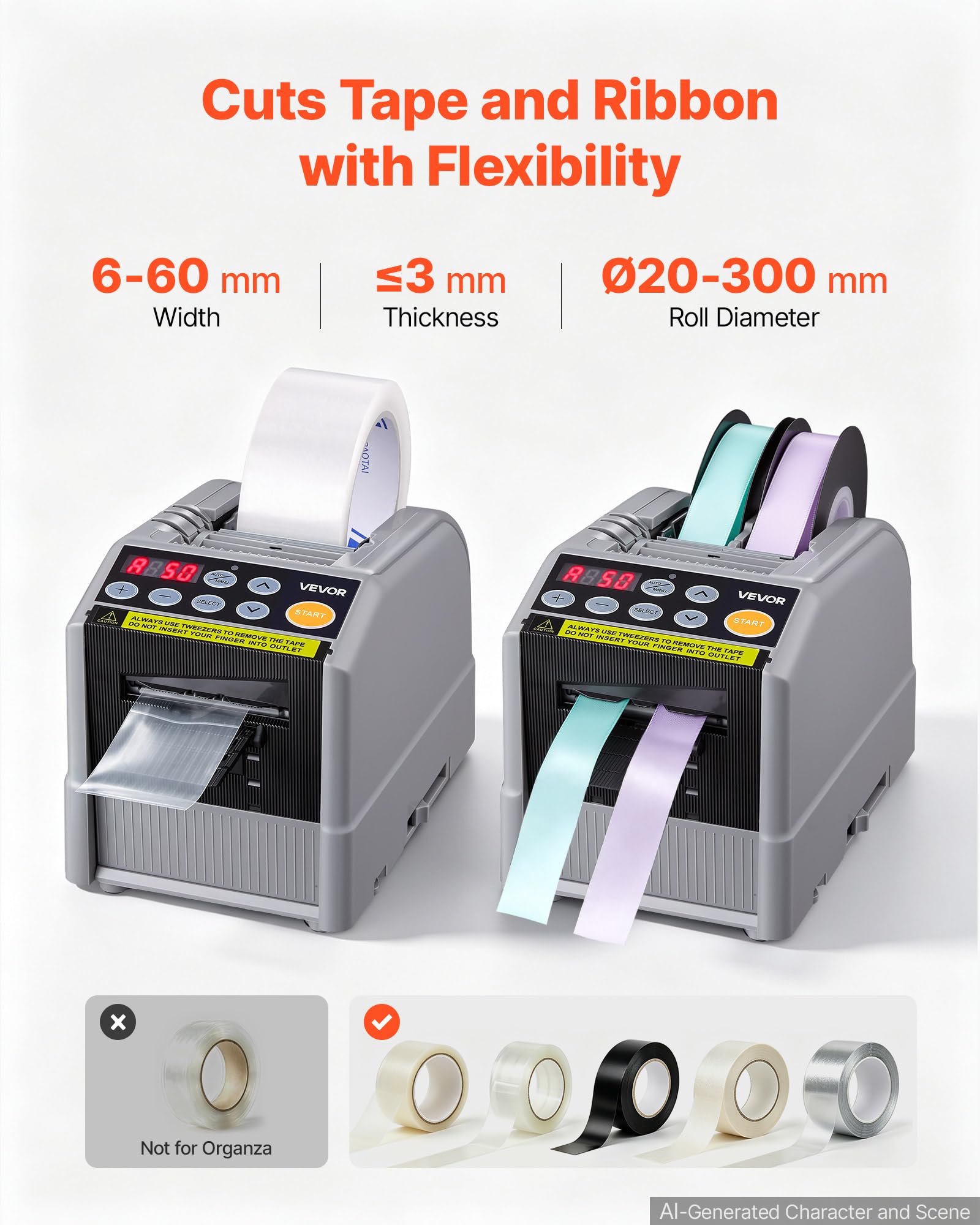 VEVOR Automatischer Klebebandspender mit 5-999mm Einstellbare Schnittlänge