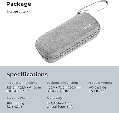 Miniatura 6 de SMALLRIG Funda de transporte para DJI Osmo Pocket 3 (versión básica) diseño de carcasa dura, forro de felpa y correa para la muñeca, 5118