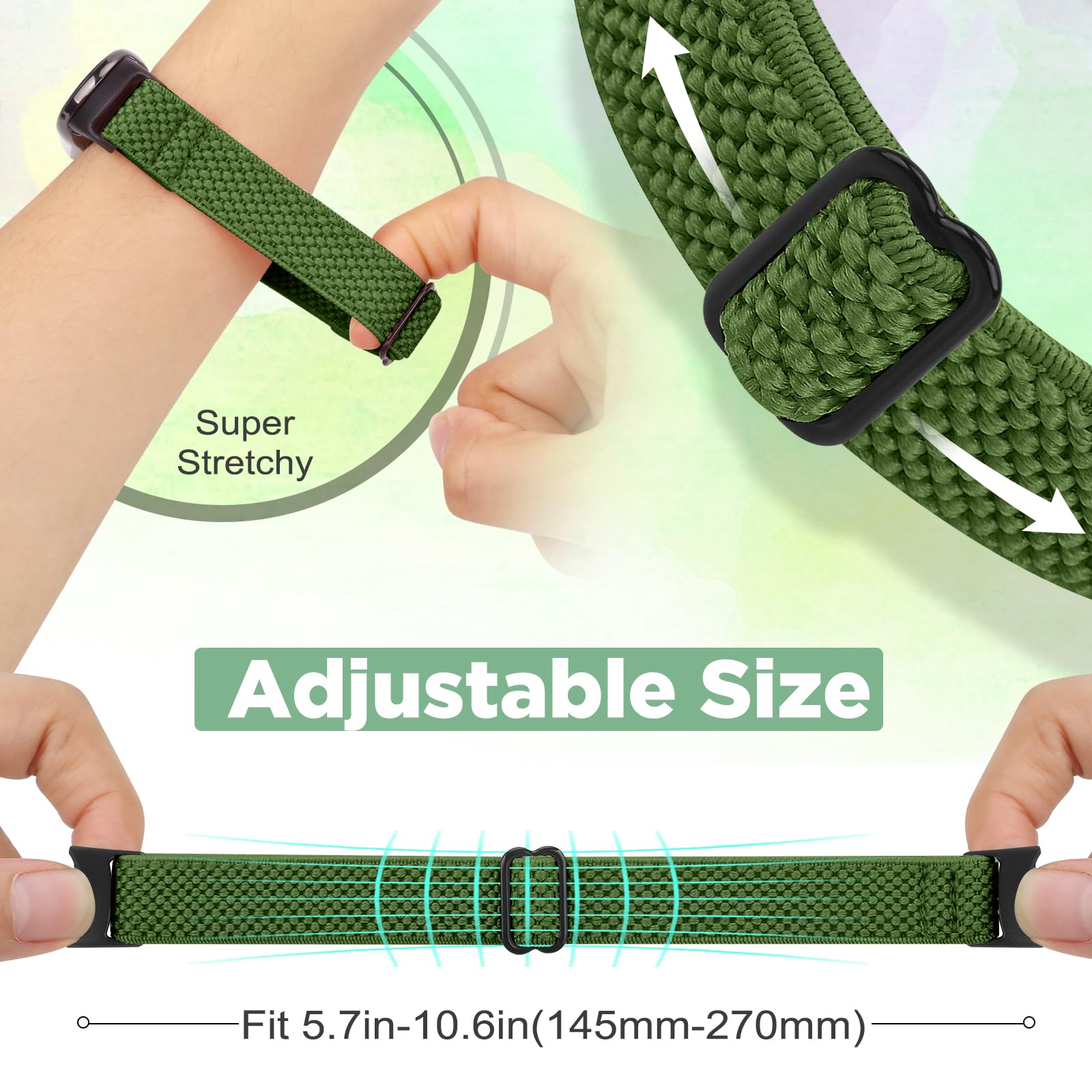 Runostrich Elastic Nylon Watch Strap Compatible with Xiaomi Smart Band 9/Xiaomi Smart Band 8 Sports Strap Soft Watch Band Adjustable Replacement Band for Women Men - Image 4