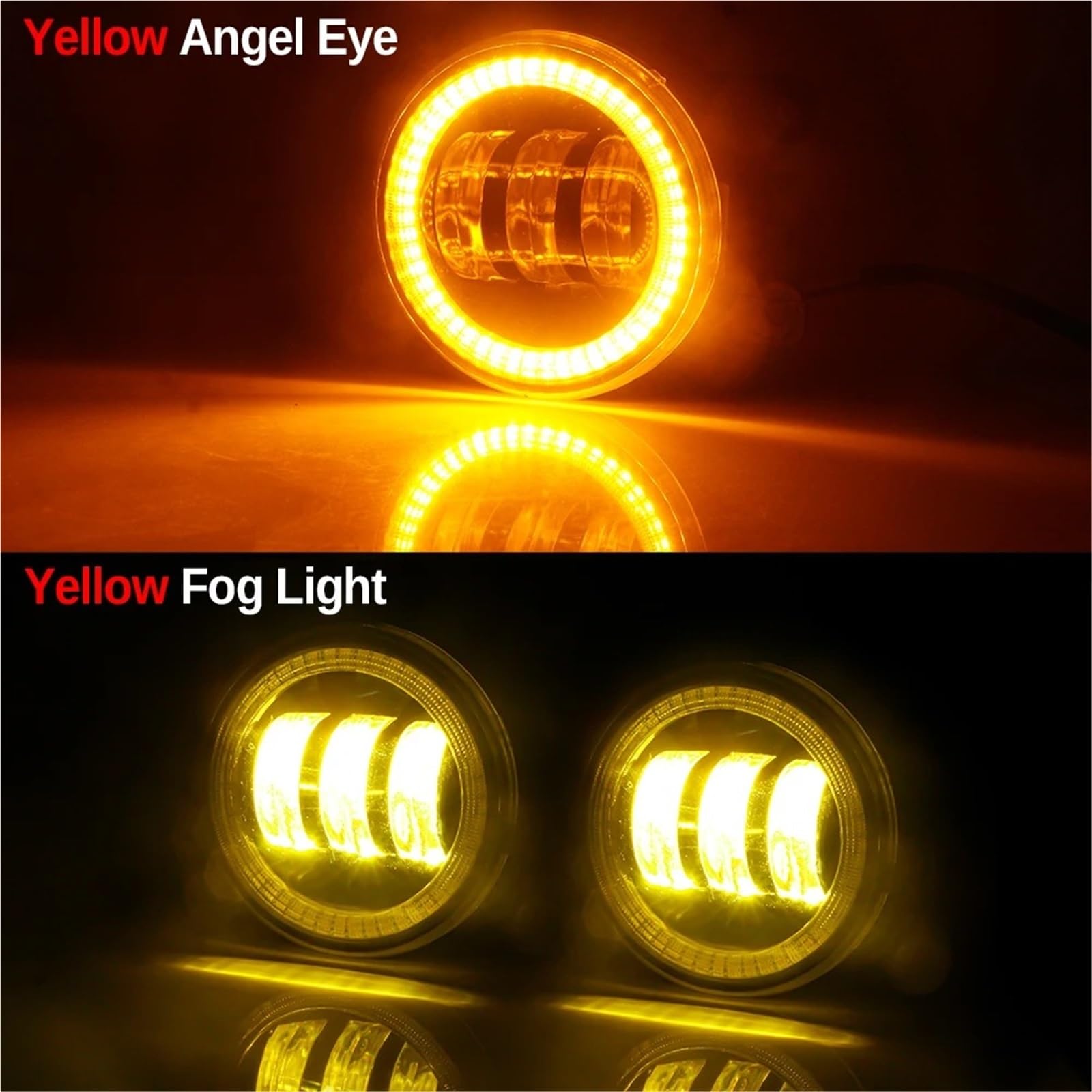 Faros Antiniebla Para FX FX35 FX37 FX45 FX50 G G25 G37 M M35H M37 M56 Luz Antiniebla De Ojo Ángel Coche Lente LED 30W Lámpara Diurna DRL 12V Antiniebla Delantero(Yellow Yellow)
