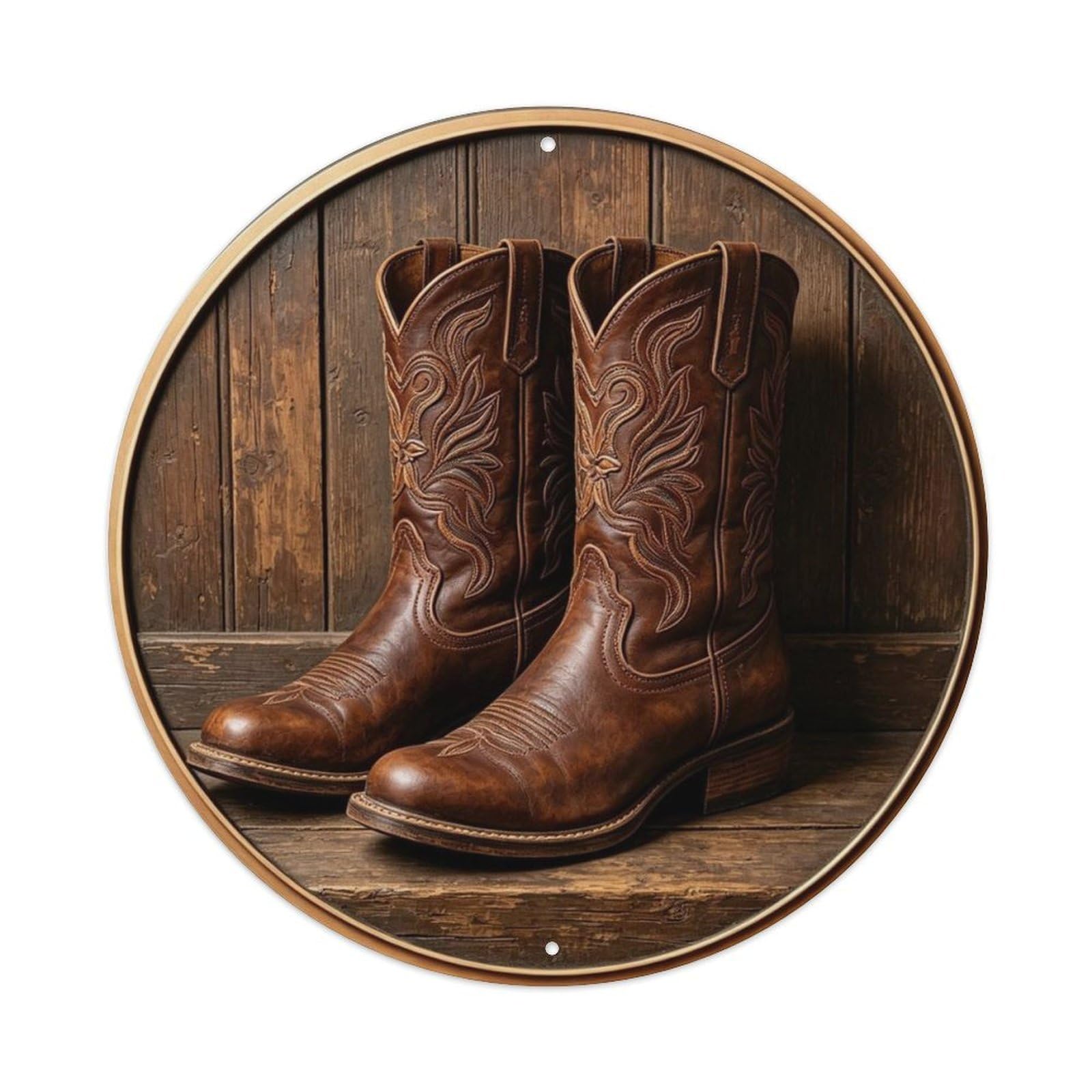 Vintage Cowboy Boots Metal Tin Sign Plaque