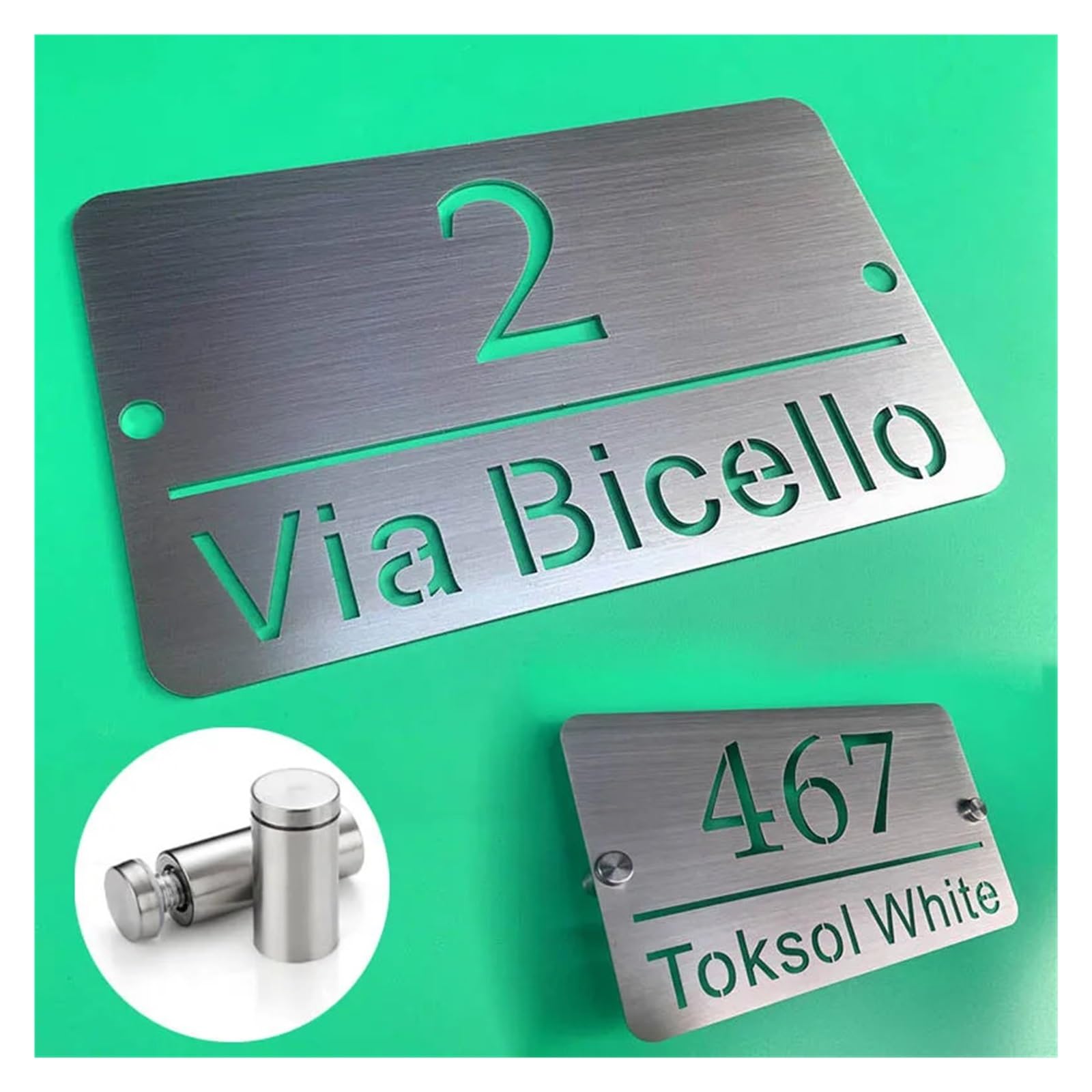 Plaques De Porte En Acier Inoxydable, 20cm/30cm, Creux, Numéros Maison, Signes Extérieurs Flottants, Rue, Route, Jardin, Panneaux D'adresse Métal, 1 Pièce(30 x 18 cm)