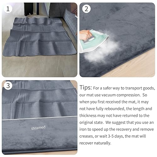 Miniatura 8 de Tapete de juego para bebé para suelo, espuma elástica de 1.3 pulgadas de grosor, tapete de corral de 50 x 74 pulgadas para tiempo boca abajo,