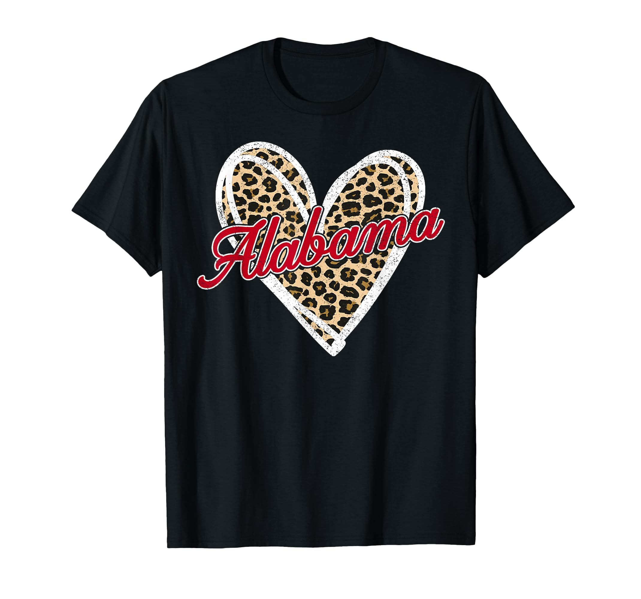 Alabama AL Vintage Leopard Heart Red Design Men Women Kid T-Shirt