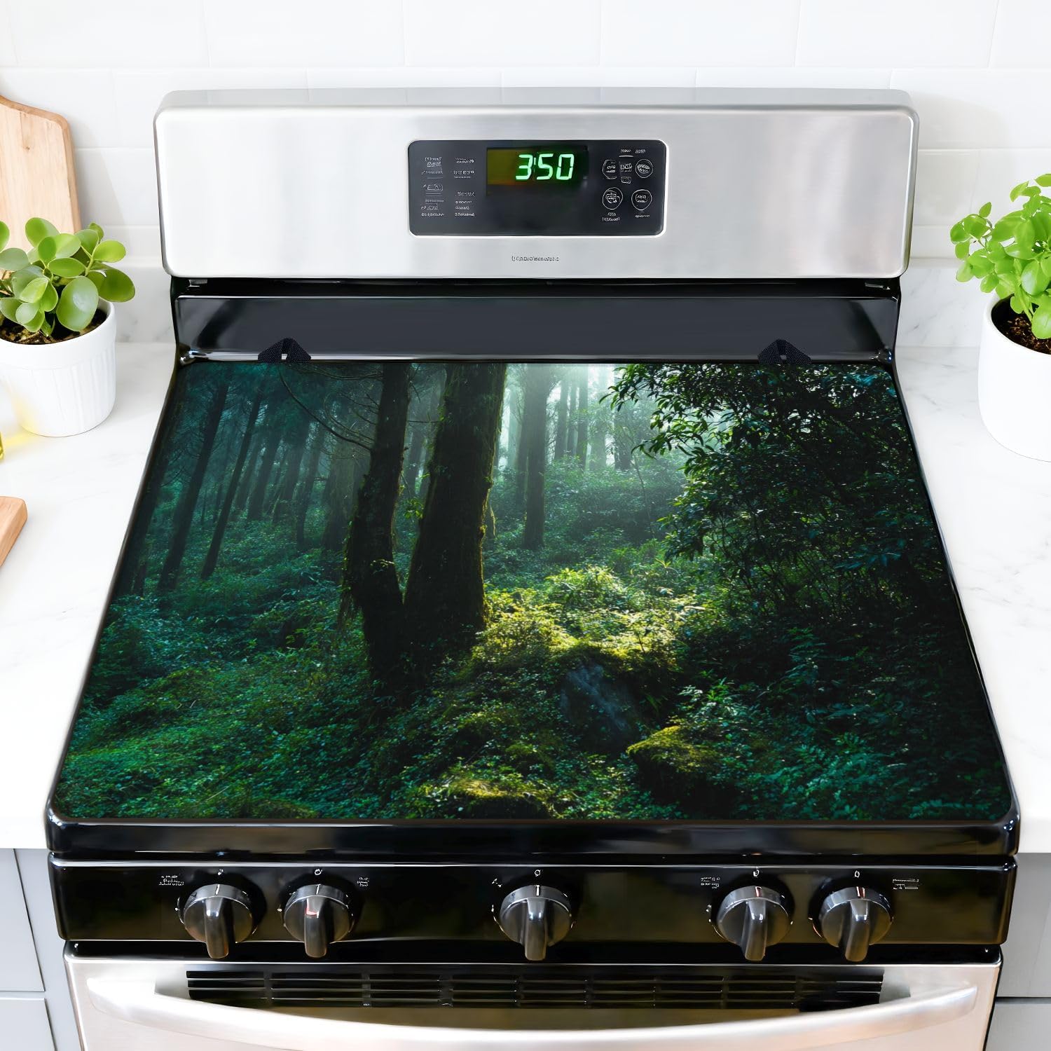 Stove Top Covers for Electric Stove sun forest Glass Cooktop Burner Covers Heat Resistant Protector Kitchen Decor Keep Stove Clean 28''x20''