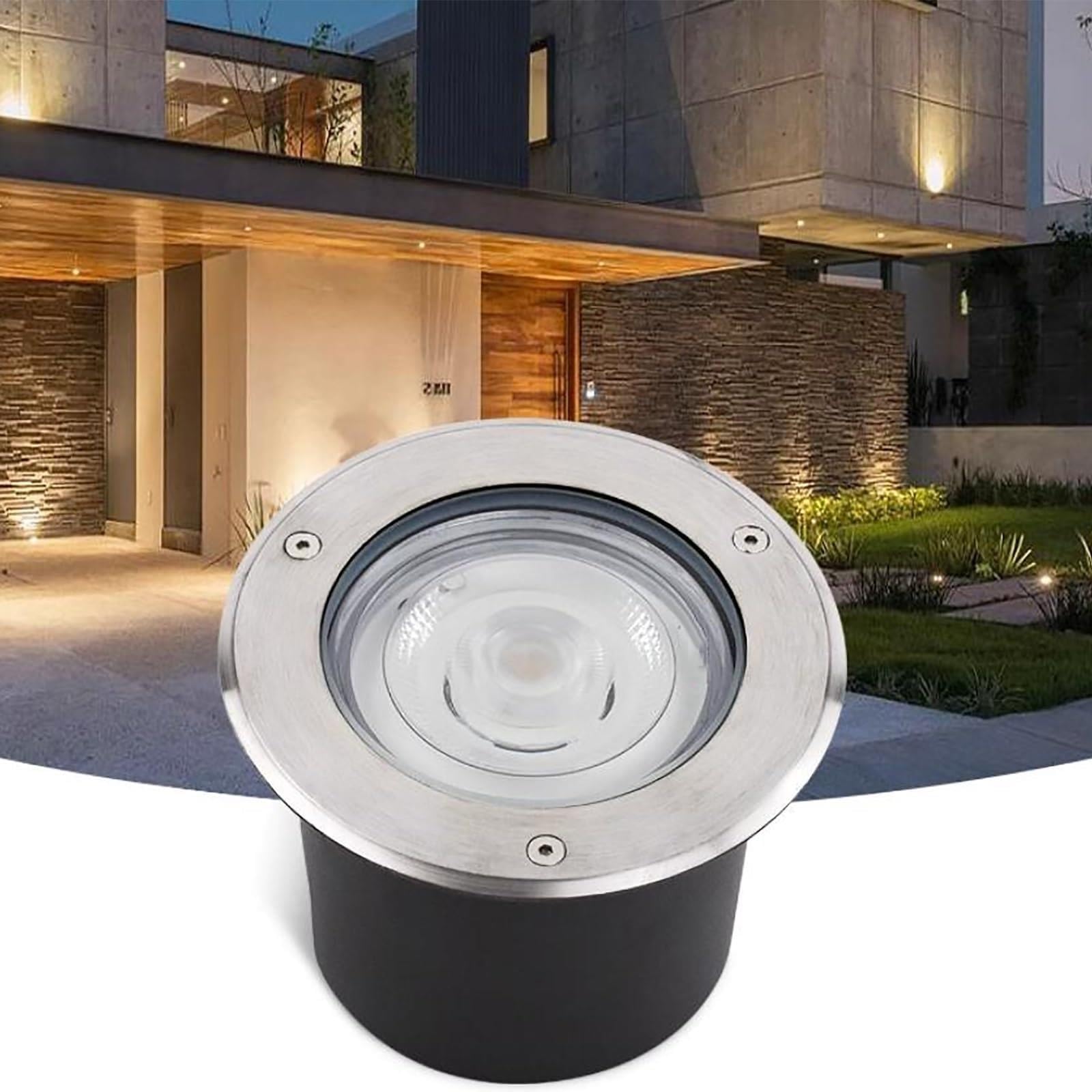 Oświetlenie krajobrazu LED - Zewnętrzne wpuszczane reflektory 24 V, okrągły reflektor wpuszczany, wodoodporny IP67, wymienne źródło światła, dekoracyjna lampa podłogowa do ogrodu i podwórza