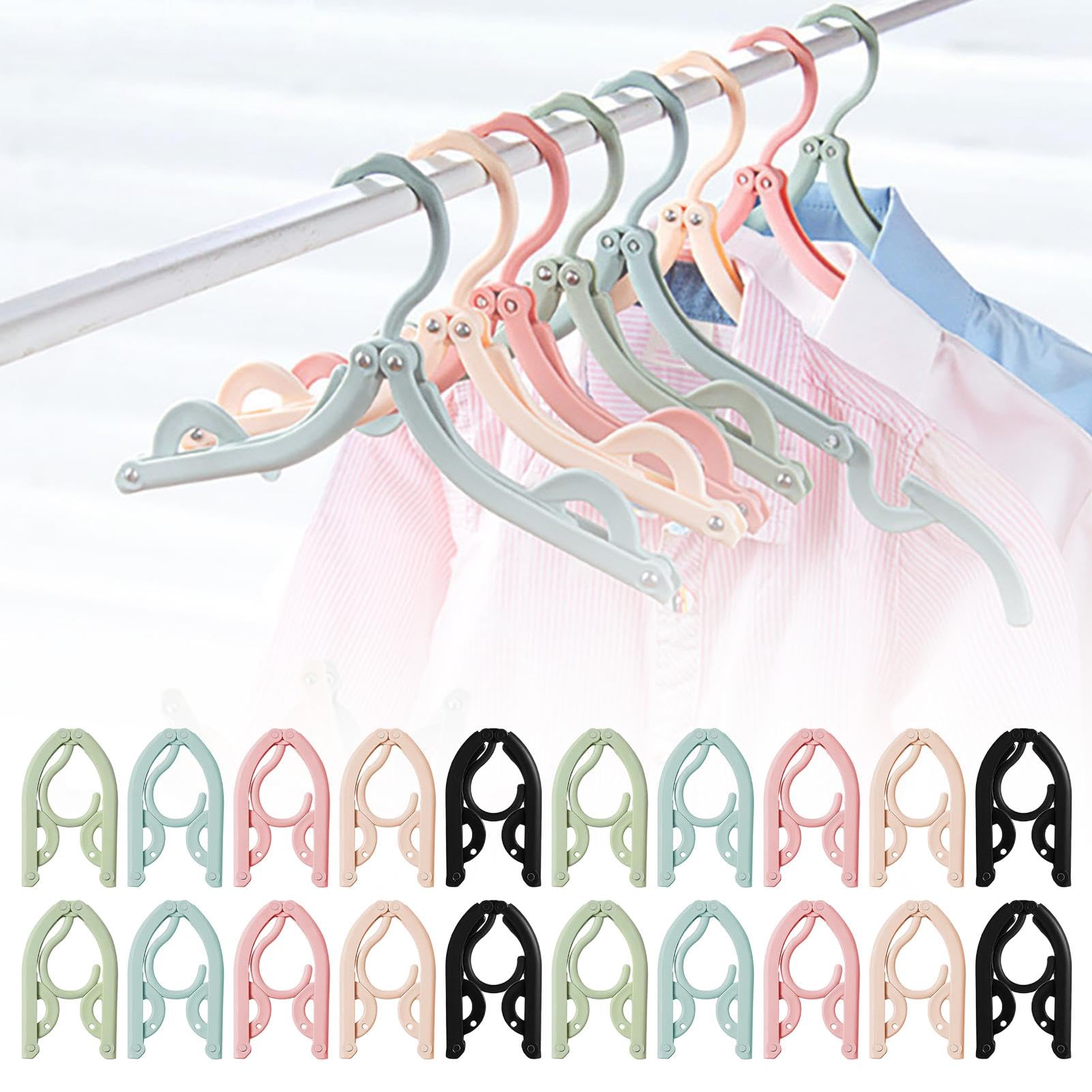20 perchas plegables portátiles para ropa, perchas de viaje que ahorran espacio para abrigos, camisas y vestidos, ideales para camping, vacaciones y uso doméstico, material de polipropileno