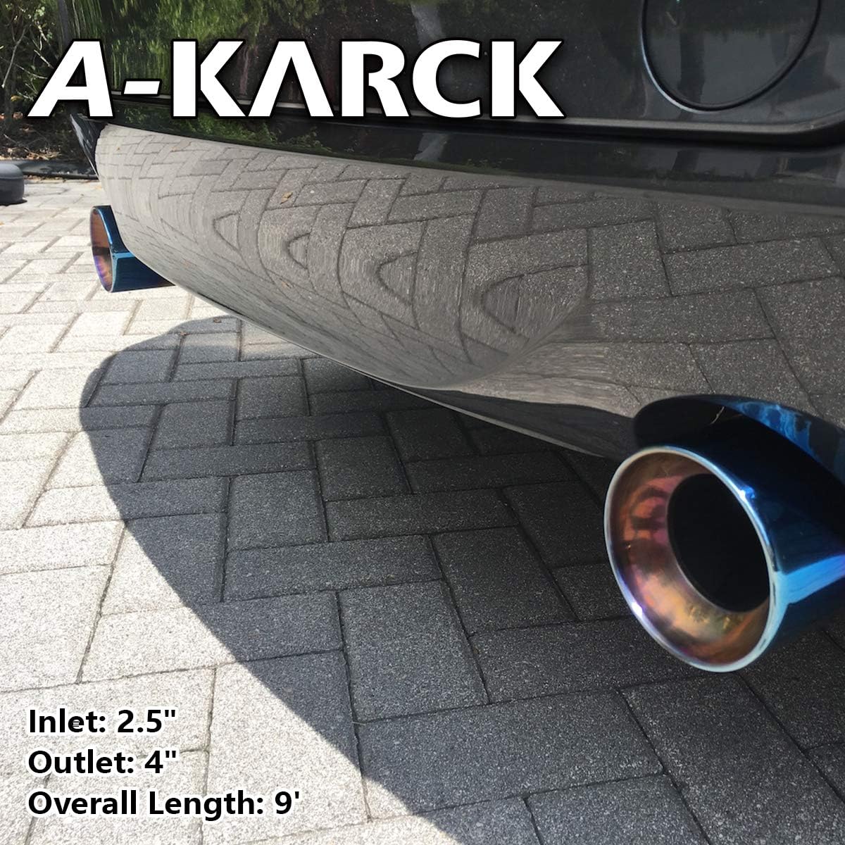 A-KARCK Exhaust Tip 2.5" Inlet to 4" Outlet, 2.5" Inlet 9" Long Stainless Steel Exhaust Tailpipe Tip Double Wall Weld On 2PCS