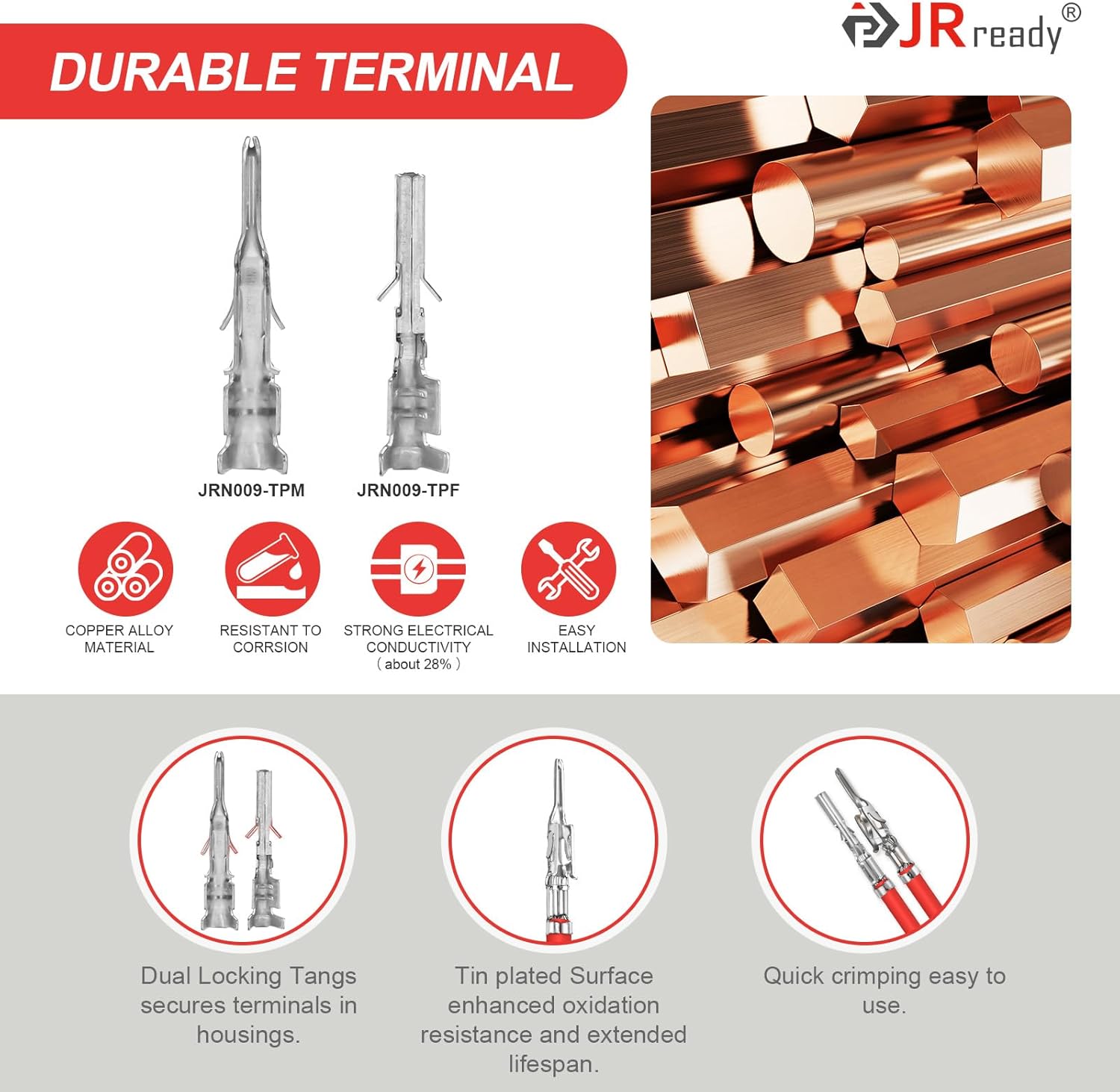 JRready ST6543 Molex Crimper Pin Extractor Tool Kit Micro-Fit Terminal Removal Tool Electrical Crimp Wire Pin and Socket 20-24AWG Connectors Terminals 100Pairs 3.0mm Pitch
