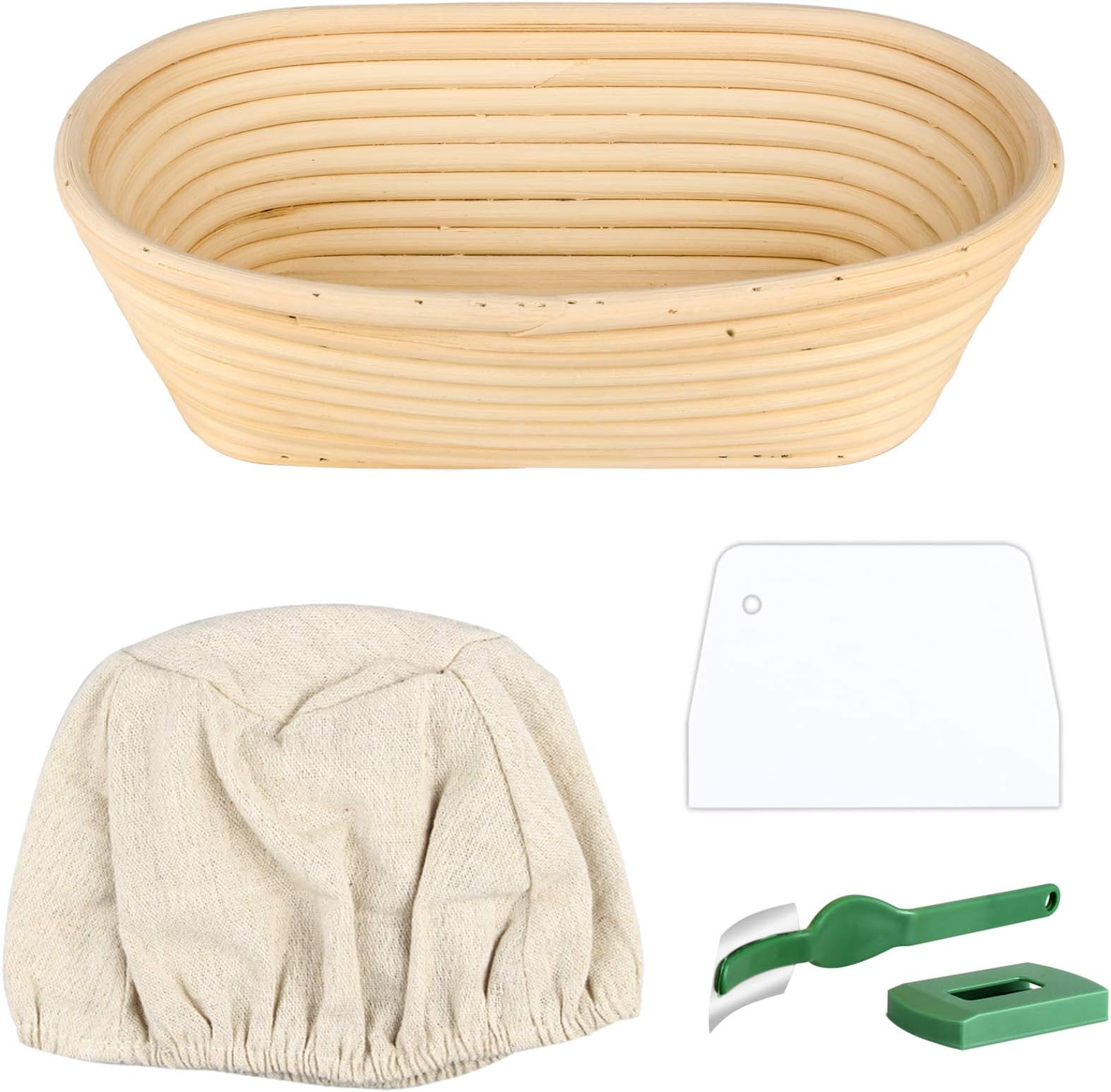 Wooputne Bread Proofing Basket, Prooving Rattan Bamboo Dough Baskets Oval for Banneton Bread Baking
