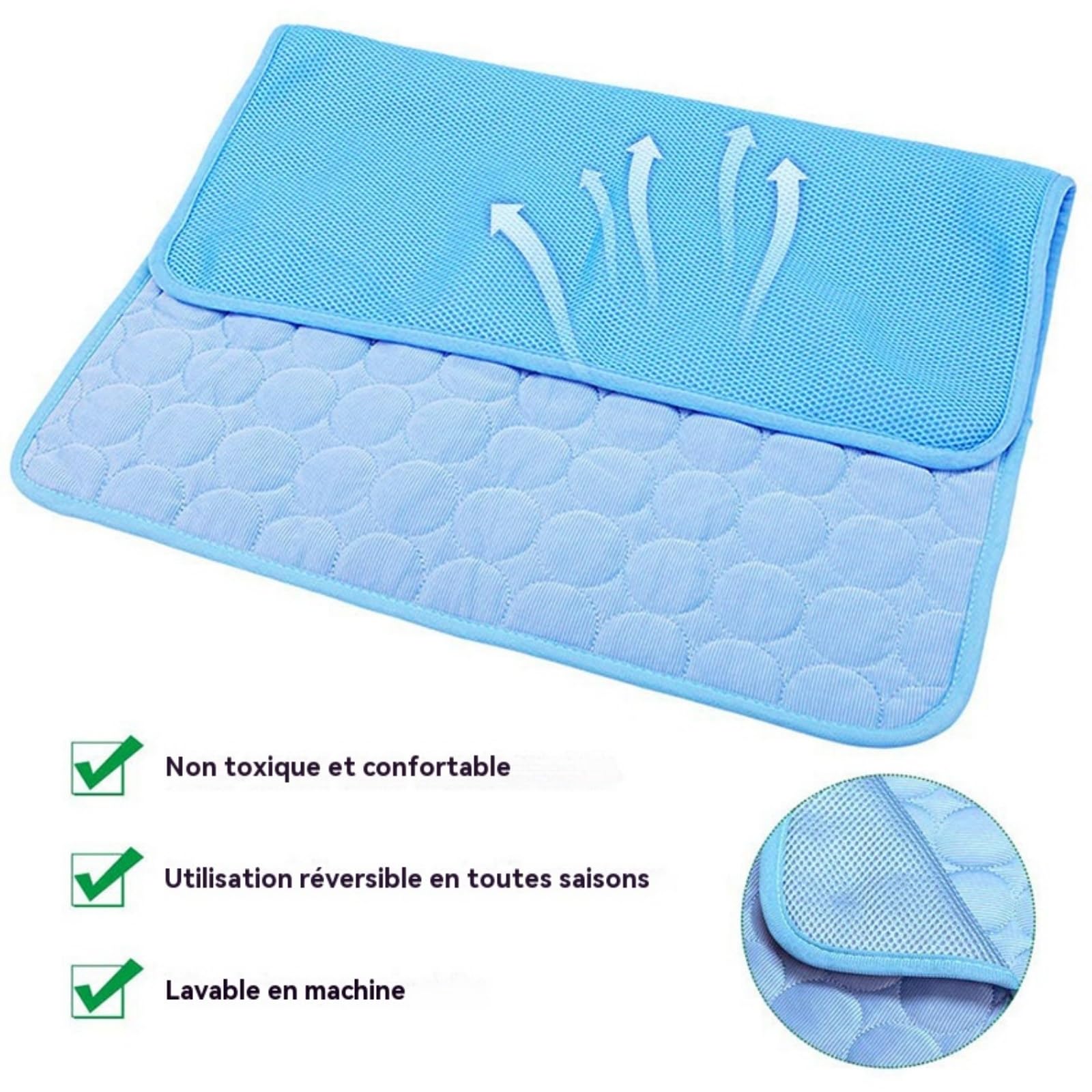 Générique Tapis Rafraichissant pour Chiens Et Chats, Fresh Pad pour Chien, Chat Coussin Chien Anti Chaleur, Matelas Réfrigérant Animaux, Portable, Lavable, Anti-Morsures (Bleu, XXL)
