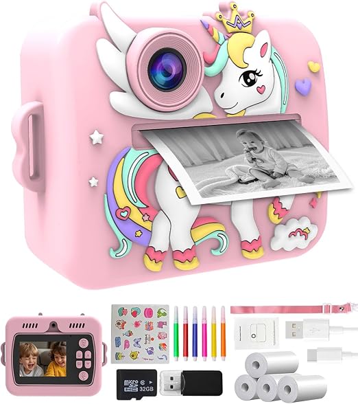 Onalix Appareil Photo Numérique Licorne avec Impression Thermique Instantanée