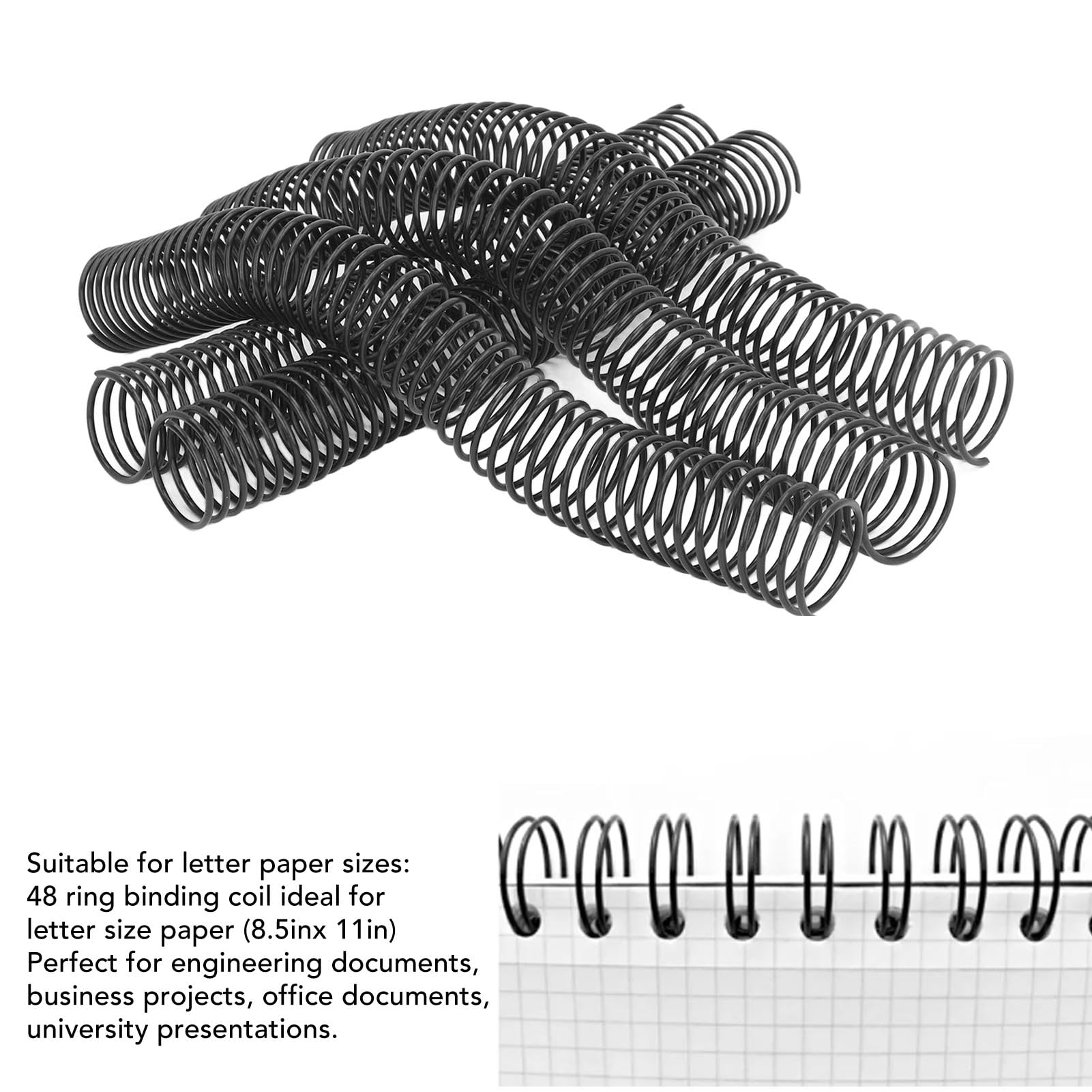 Bobine di rilegatura a spirale in plastica da 20 pezzi, spirali di rilegatura da 32 mm di diametro, capacità di 280 fogli con 48 denti e passo 4:1, per carta in formato Lettera,
