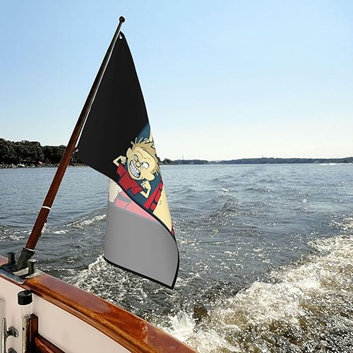 Miniatura 8 de Calvin Comic and Hobbes - Bandera de jardín para exteriores de 3 x 5 pies, bonita bandera de cómic para fiesta de cumpleaños, bandera decorativa de