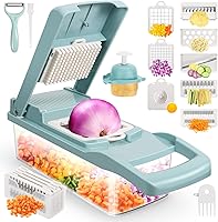 Vista 1 de senbowe Ultra-Sharp 420-Grade Hardened Stainless Steel Cortador de Cebolla y Verduras, 8 Cuchillas Intercambiables, Incluye Separador de Clara