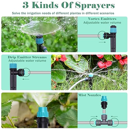 Miniatura 2 de Sistema de riego por goteo de 230 pies, sistema automático de riego de jardín de conexión rápida, con tubo de distribución de 12 pulgada y 14 de