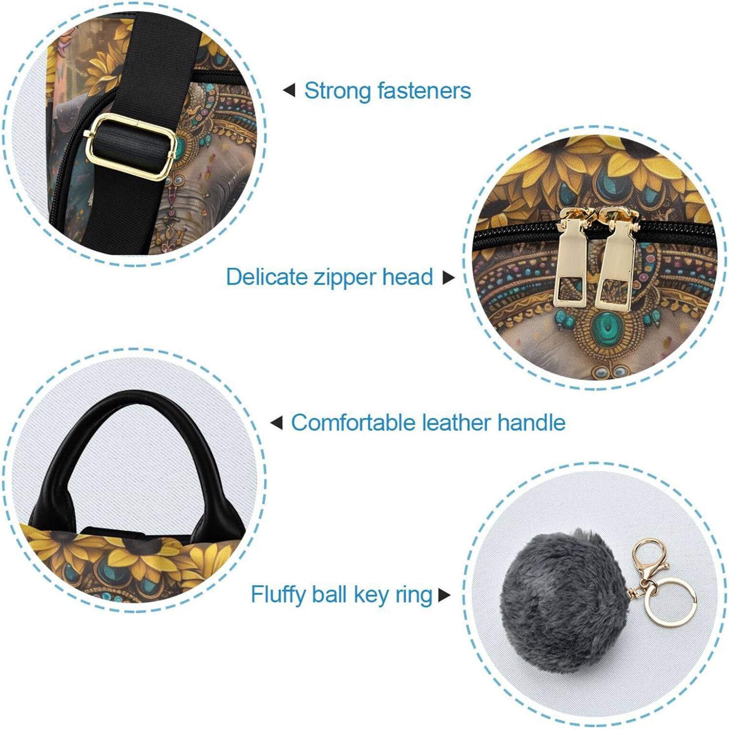 Cool Sunflower Elephant Pattern Backpack Purse Fashion BackPack Shoulder Bag Trips Hiking Camping Rucksack Pack for Women