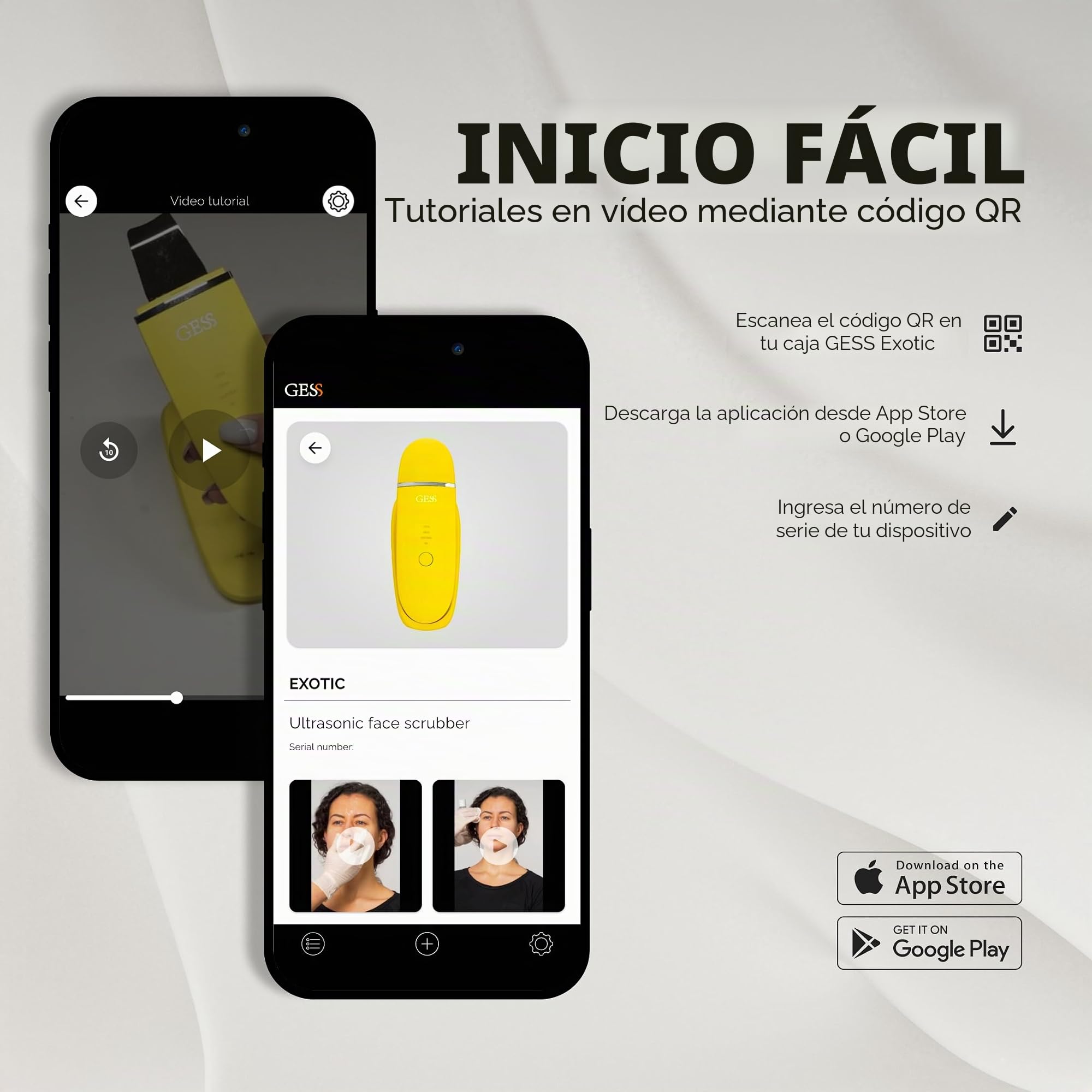 GESS Exotic - Original - Exfoliante ultrasónico para limpieza facial, 5 modos, limpiador de poros, exfoliante ultrasónico, antiedad, eliminador de puntos negros, estiramiento facial - amarillo