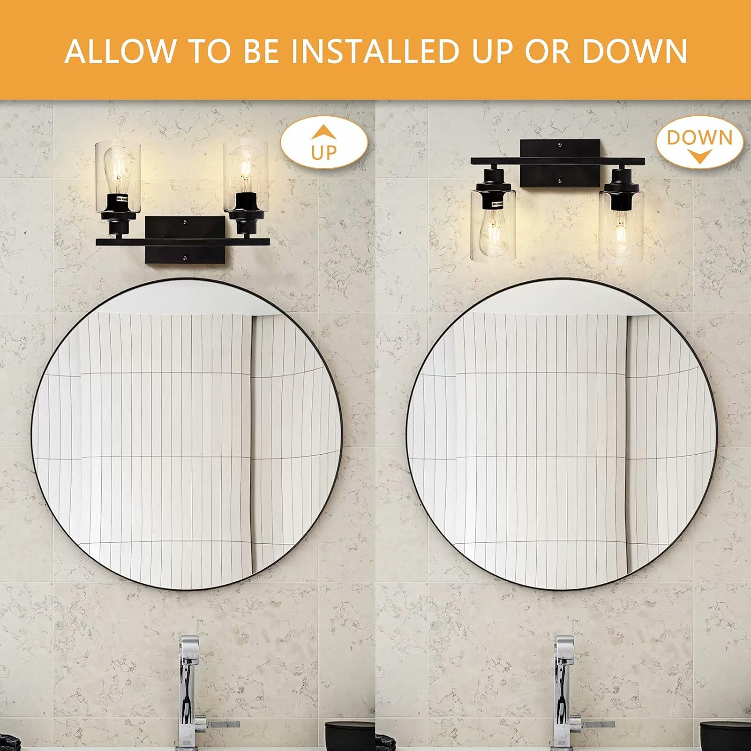 Buy Bathroom Vanity Light Fixtures 2 Light Matte Black Vanity Lights For Bathroom Modern Wall Sconce Wall Mount Lamp With Clear Glass Shade For Mirror Bedroom Powder Room Hallway Online In Indonesia B08t9p54qm