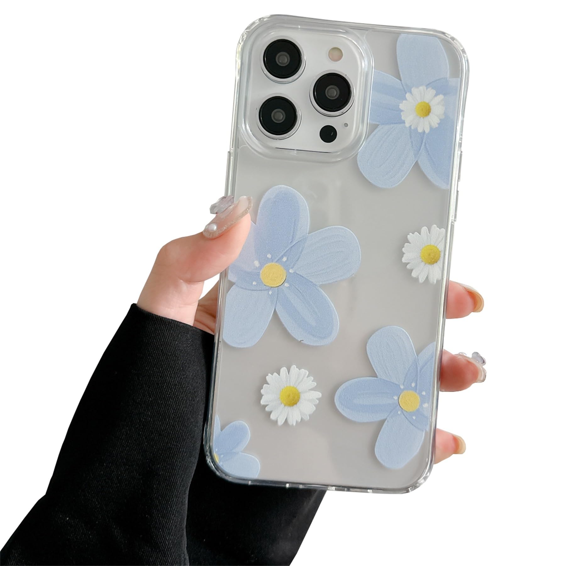 Einaily Hülle für iPhone 15 Case Crystal Clear Handyhülle Mode Chic Muster Ultra Dünn TPU Silikon Blumen Bumper Stoßfest Kratzfest Schutzhülle für iPhone 15 Slim Cover