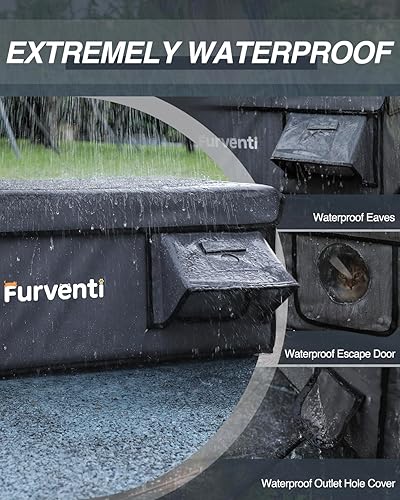 Miniatura 2 de Casa para gatos climatizada para exteriores en invierno, extremadamente aislada y resistente a la intemperie, refugio para gatos con aleros