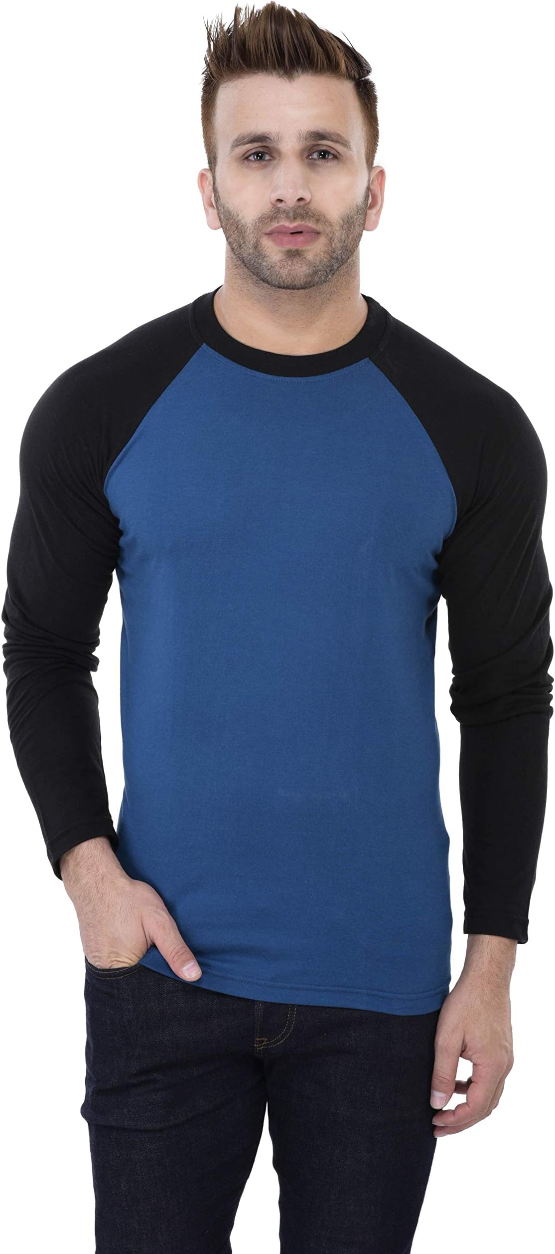 Katso Men's Slim Fit T-Shirt (KATSO-RAGLAN-FULL-LIGHTBLUE-M_Light Blue_Medium)