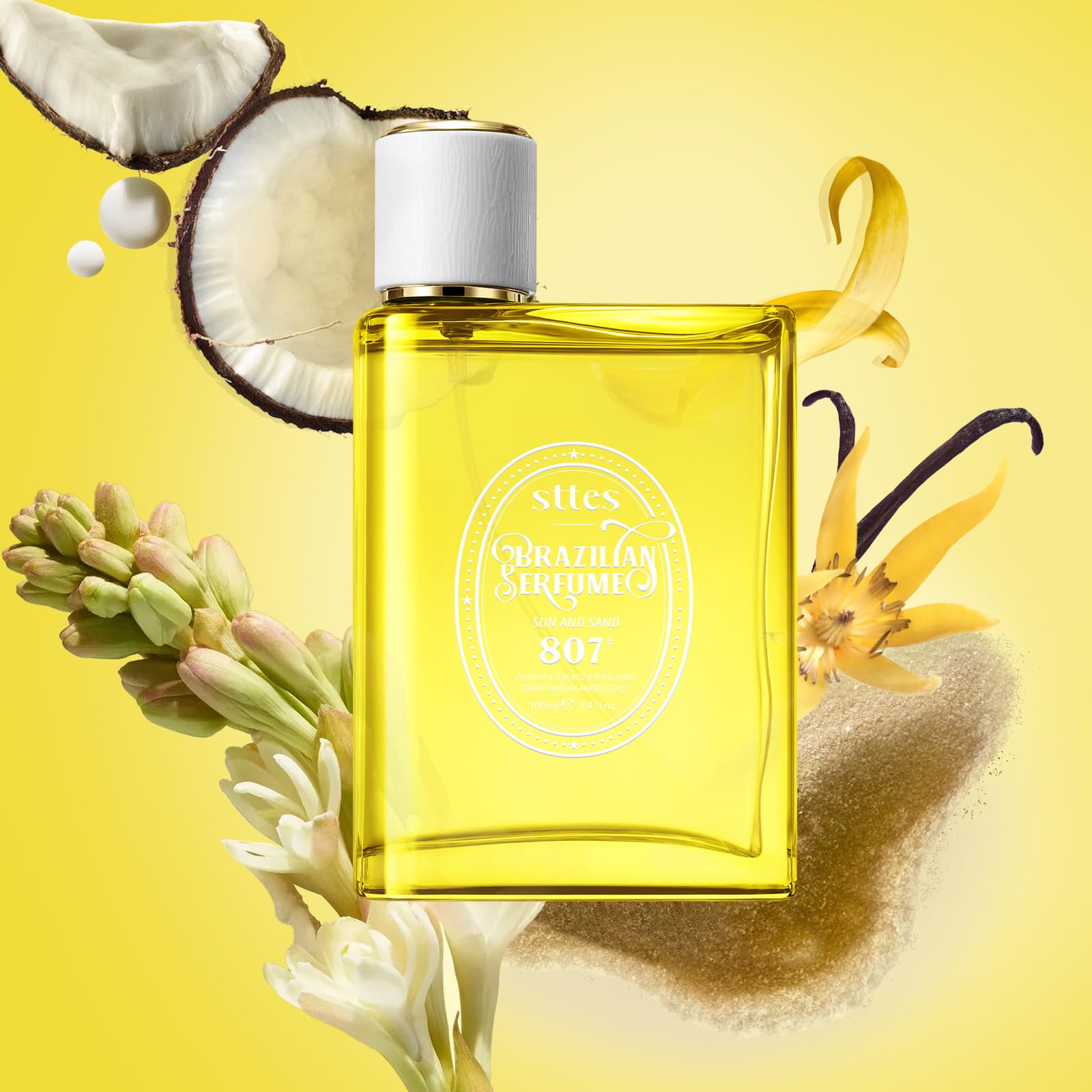 Sttes Perfume 602# (Irresistible Sunshine) - Eau de Perfume 100ml (3.4fl oz) Vanilla Gourmet Tune (Caramel Vanilla Flavor)