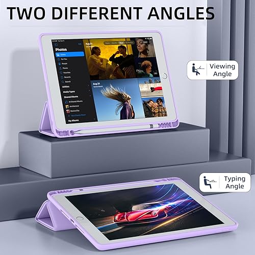 Miniatura 4 de Mastten Funda compatible con iPad de 987 generación, para iPad de 10.2 pulgadas con soporte para lápiz, funda trasera inteligente de TPU para iPad