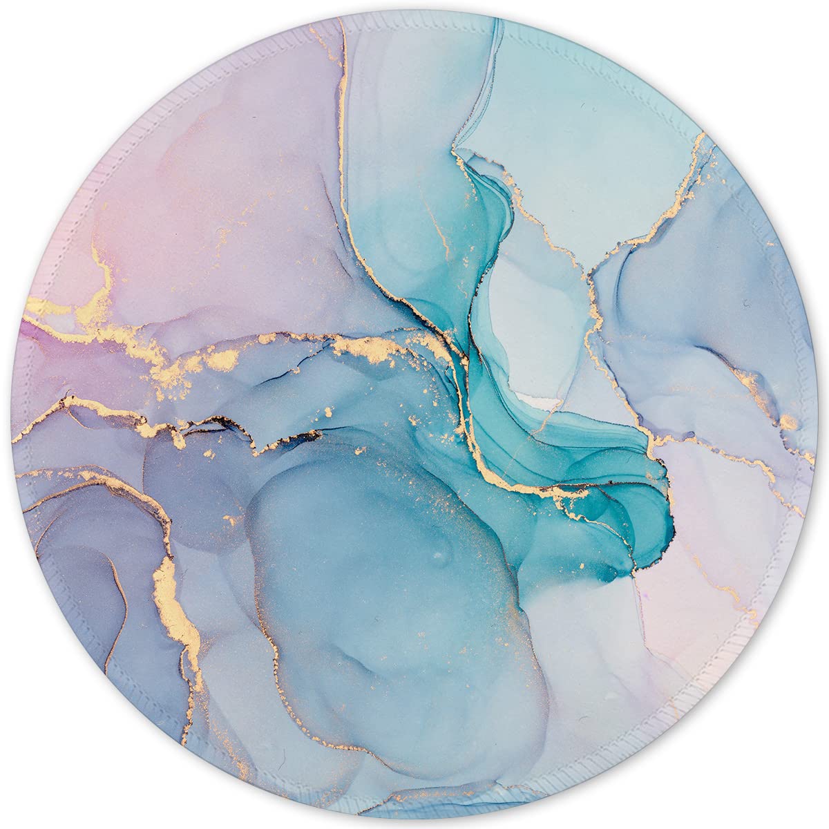 ITNRSIIET [20% Larger Mouse Pad with Stitched Edge, Premium-Textured Mouse Mat Waterproof Non-Slip Rubber Base Round Mousepad for Office Gaming PC Laptop 8.7×8.7 inches, Color Textured Marble