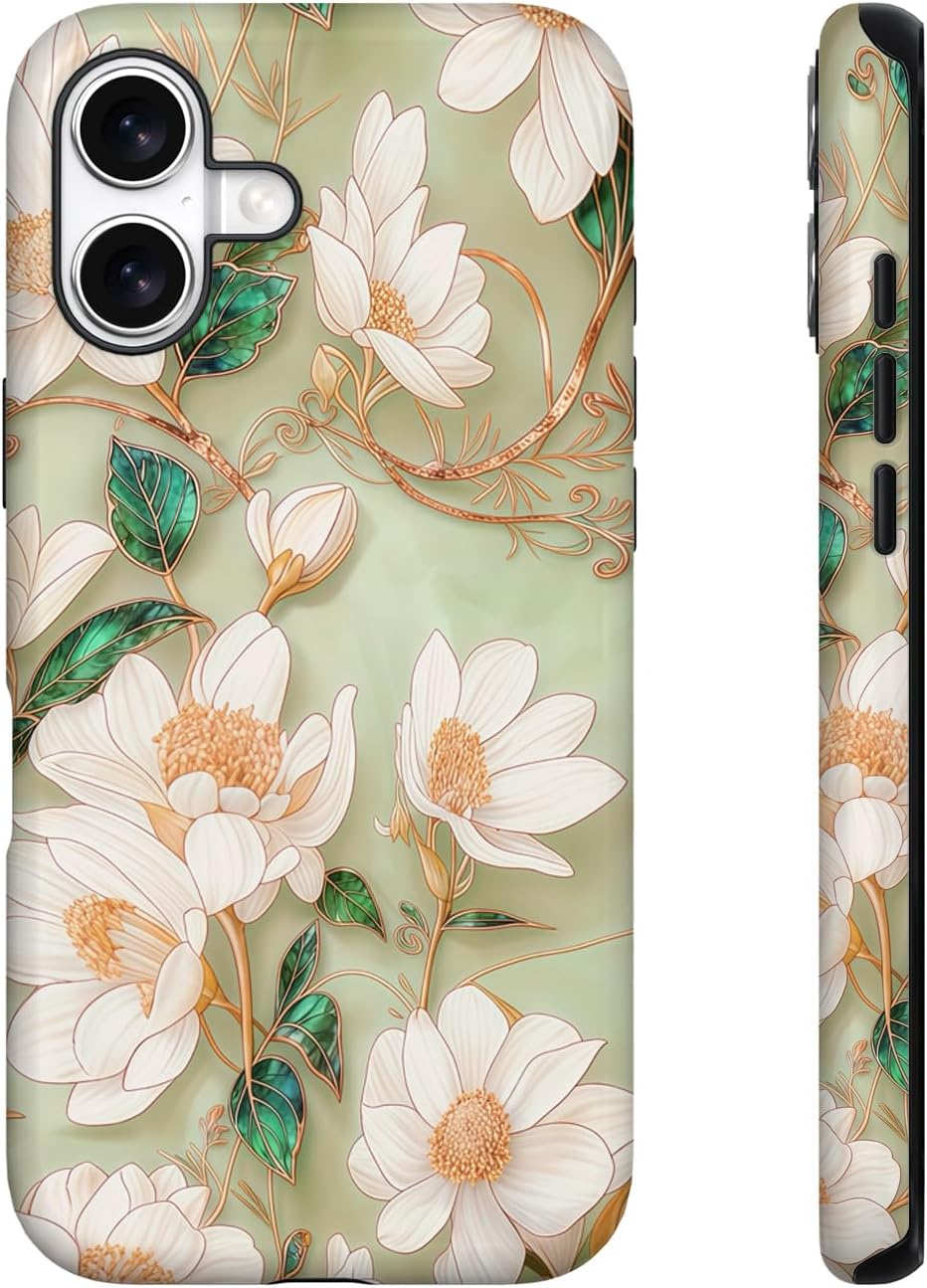 for iPhone 17 Pro Max Case Floral Design | Compatible with MagSafe | 6.6ft Drop Tested | Cute Flower Girly Protective Designer Cases for Women (Orange Blossom)