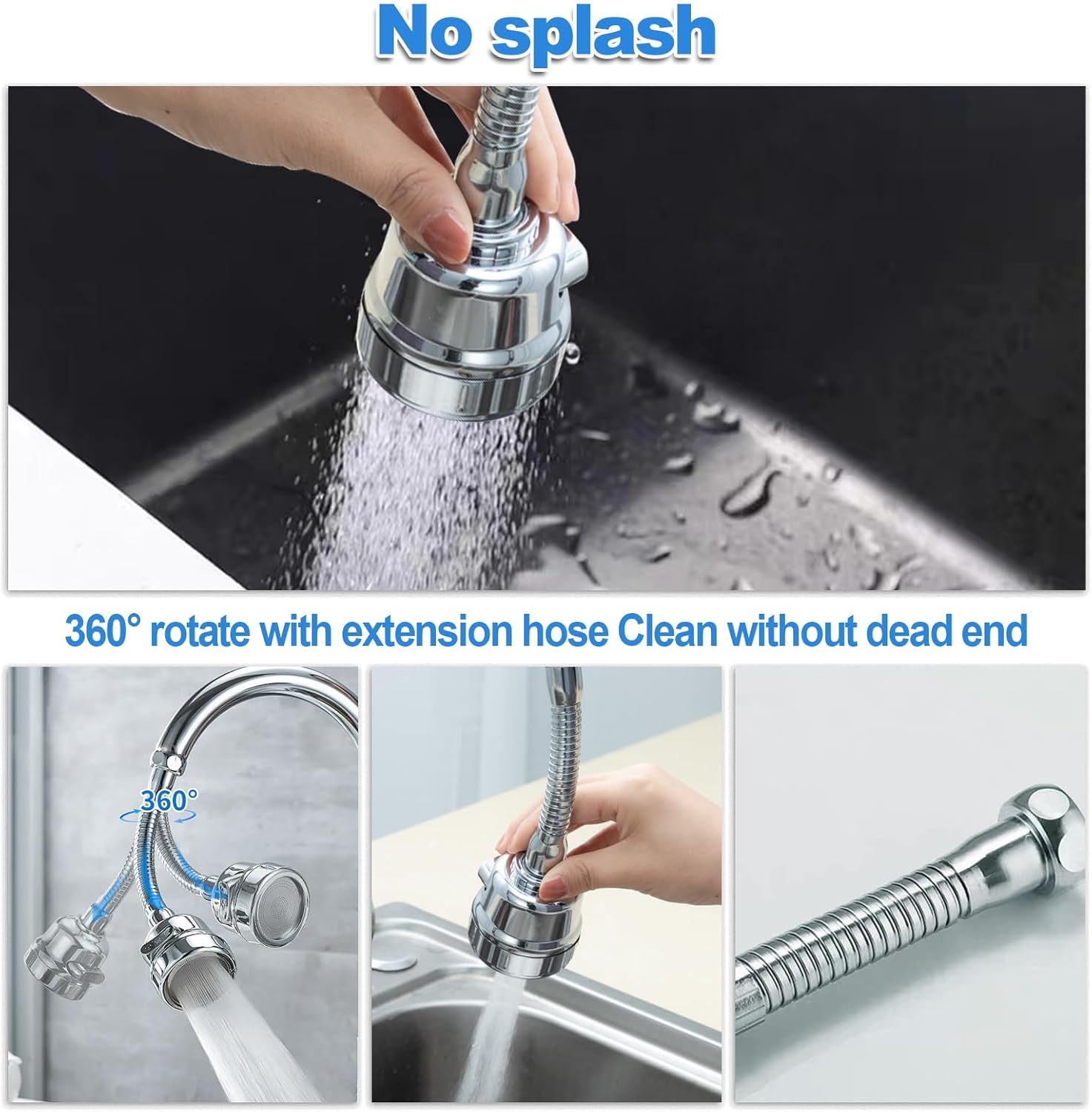 Kitchen Sink Faucet Sprayer Attachment, Movable Kitchen Tap Head 360° Rotatable, Anti-Splash Sink Sprayer Faucet Nozzle Head, Water Saving Faucet Aerator