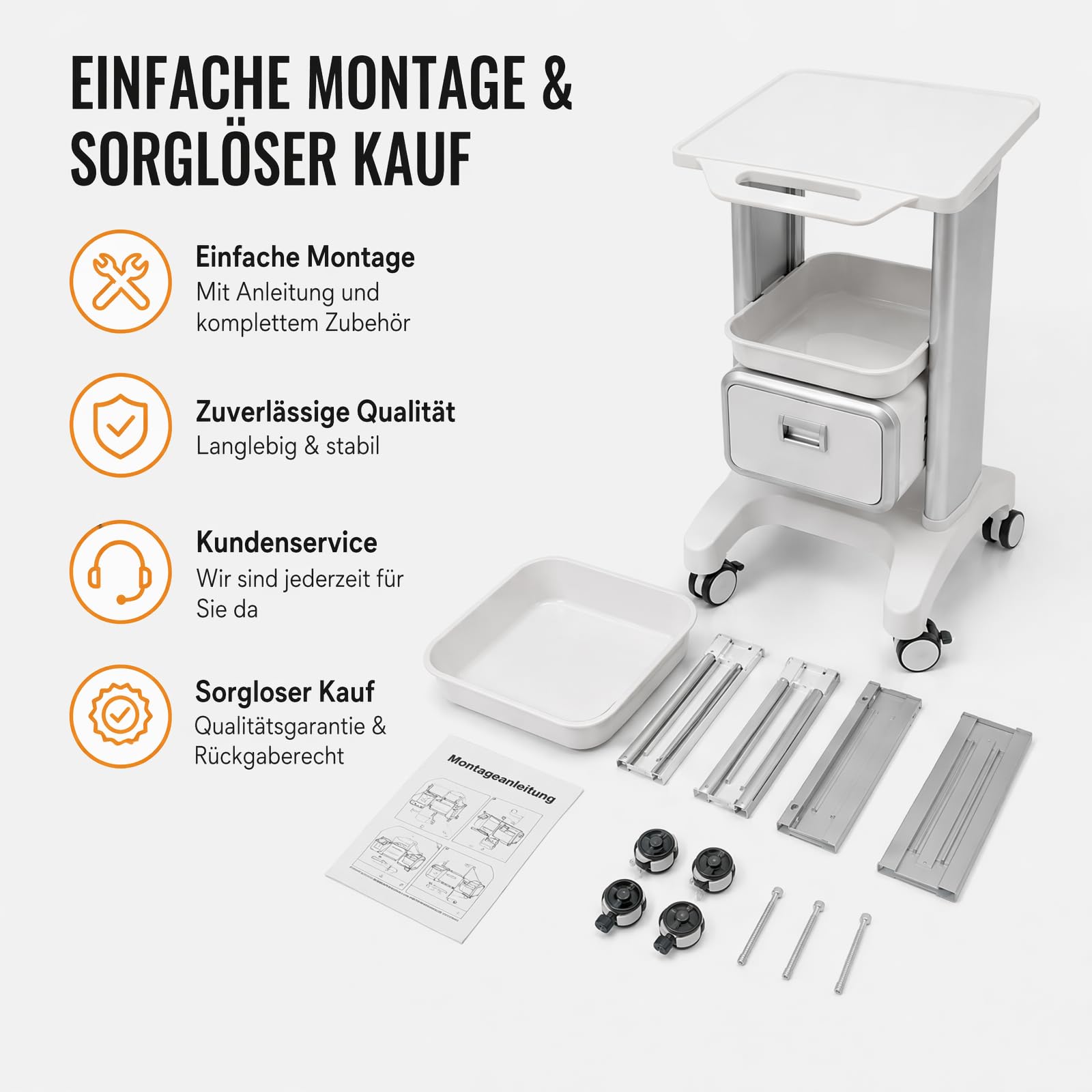 Carro médico con 1 cajón, 100 kg, carro de laboratorio, carrito de medicina, carrito de peluquería enrollable, carrito de belleza, carrito de trabajo, peluquería, carrito de servicio para laboratorio
