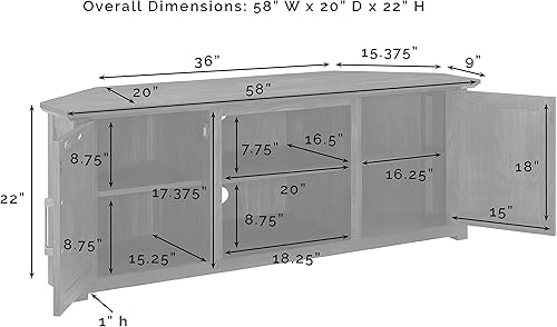 Miniatura 5 de Crosley Furniture Camden - Soporte esquinero para televisores de más de 65 pulgadas, centro de entretenimiento con estantes de almacenamiento, roble