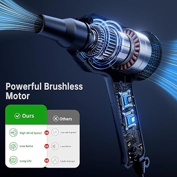 ATEngeus Air Duster, Stepless Speed Electric Air Duster, Multi-Use Compressed Air Duster, Keyboard Cleaner, Replace Canned Air, Air Blower for Clean Dust, Hairs, Laptop, PC