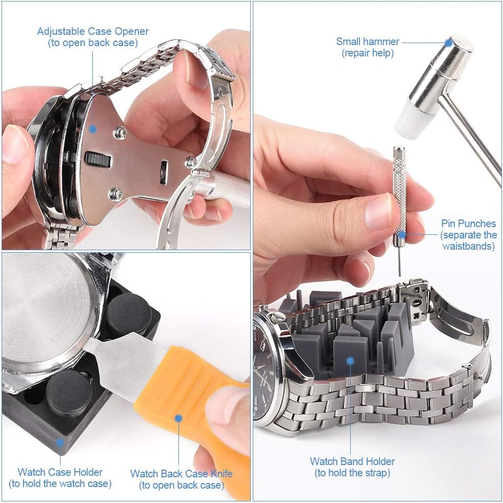 YISSVIC Watch Repair Kit 183 PCS Watch Repair Tools Watch Battery Replacement Tool Kit Spring Bar Tool Watch Band Link Pin Tool Set with Carrying Case : Clothing, Shoes & Jewelry