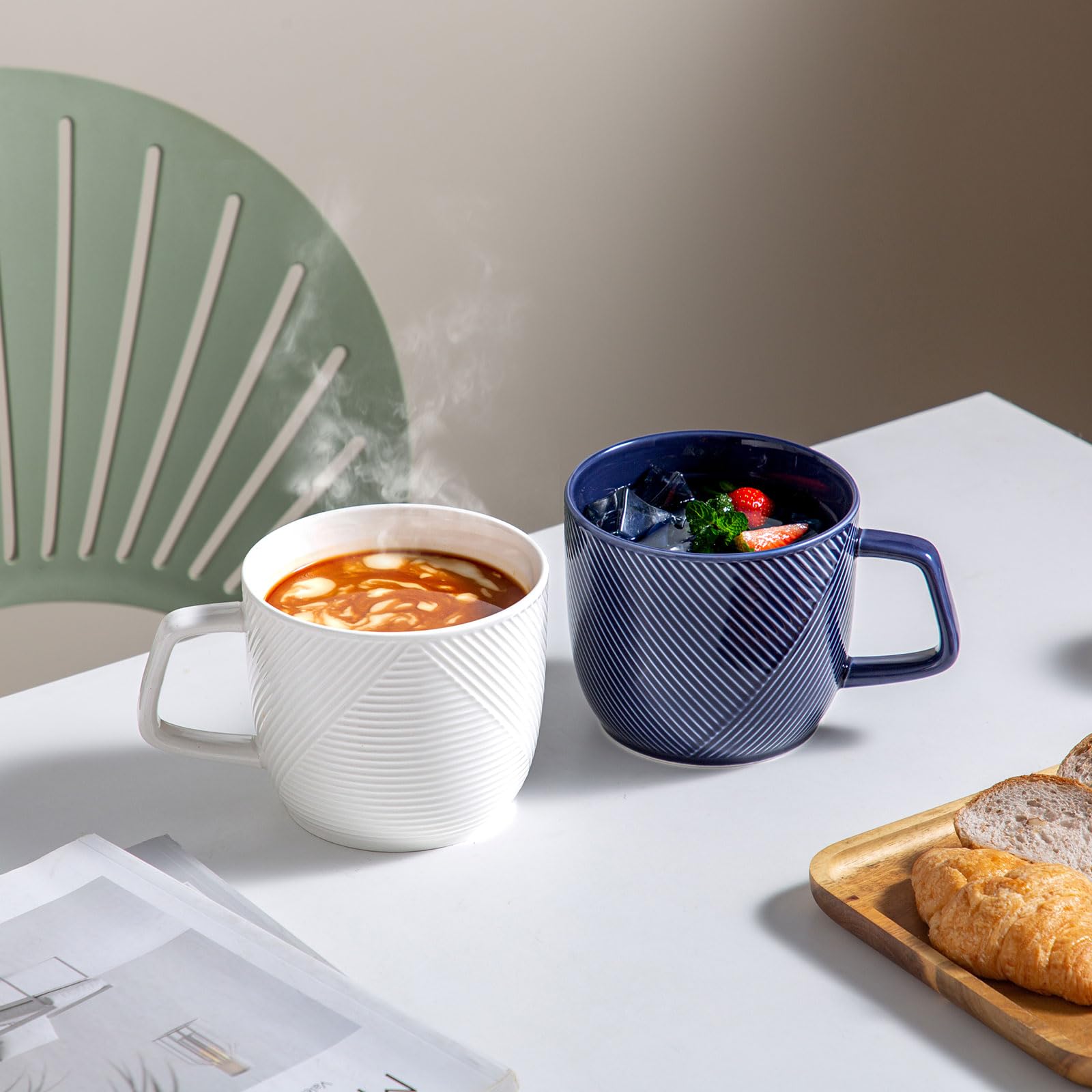 Amazon.com | Adewnest Extra Large Ceramic Coffee Mug: 32 oz Oversized Soup  Bowl with Handle for Cereal Tea Ice Cream - Navy Microwave Safe Giant Cup:  Coffee Cups & Mugs
