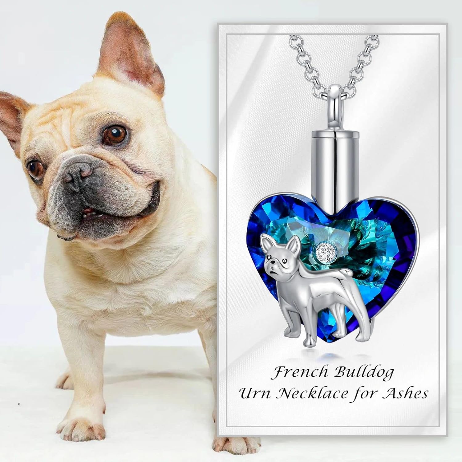 AOBOCO Sterling Silver Dog Urn Necklace for Ashes, Dog Memorial Keepsake Cremation Jewelry Gifts for Women Dog Lovers