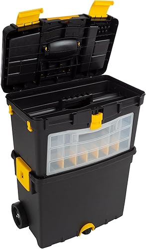 Stalwart - Caja de herramientas portátil con ruedas, cofre de herramientas apilable con cajones, carrito móvil con mango de agarre cómodo y cierres