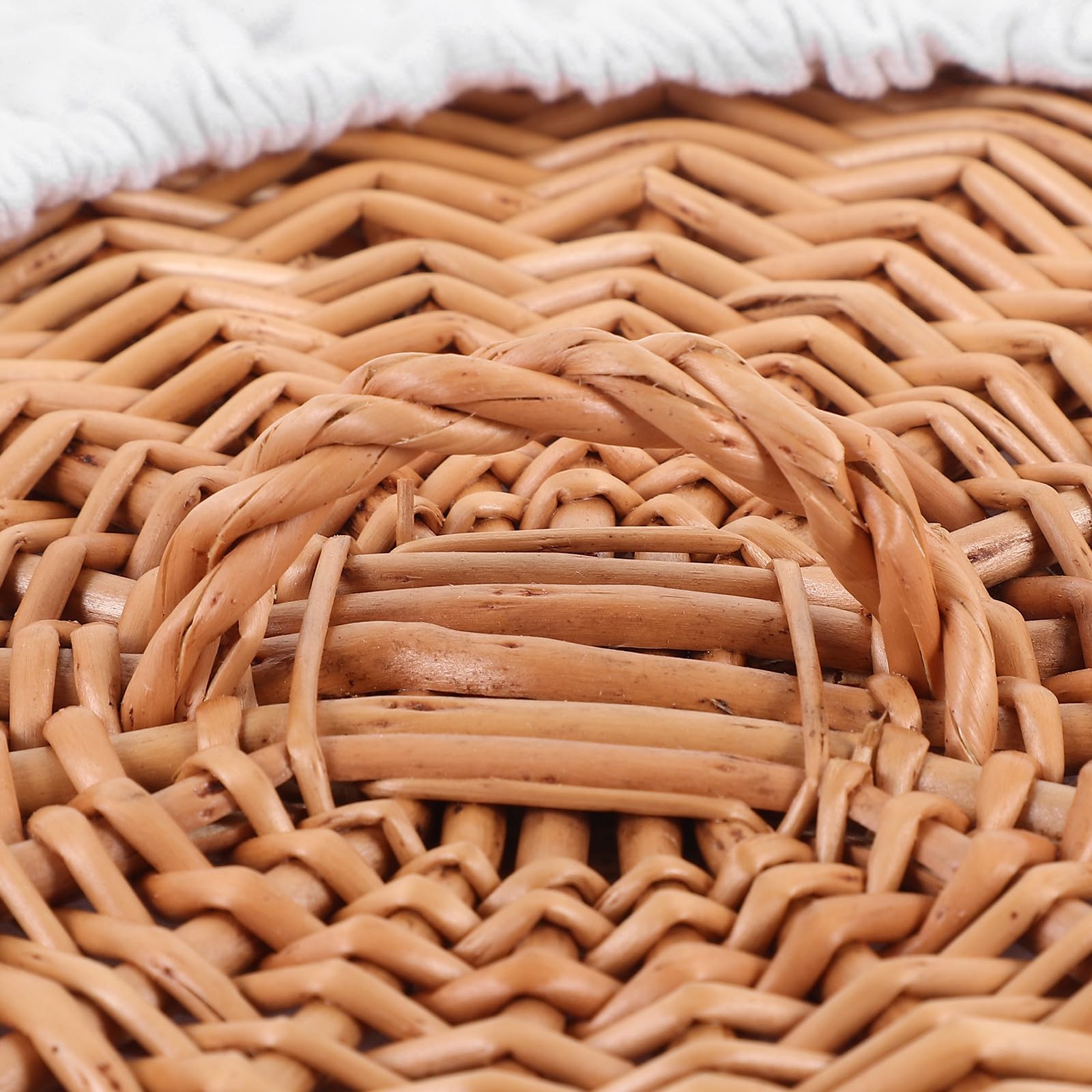 BESPORTBLE Cestino Intrecciato in Vimini Bianco Cestino per Conservazione Snack e Dolci Coperchio Organizer Alimentare per Supermercato e Ufficio