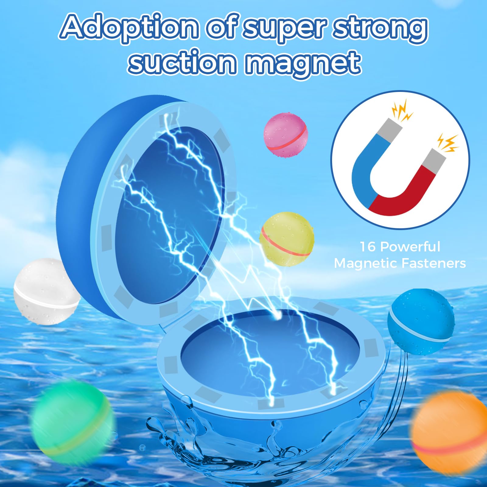 Palloncini da Acqua Riutilizzabili, 12 Pezzi palloncini d'acqua a riempimento rapido, palline magnetiche splash a chiusura automatica, per bambini, adulti, spiaggia, giochi d'acqua in spiaggia per
