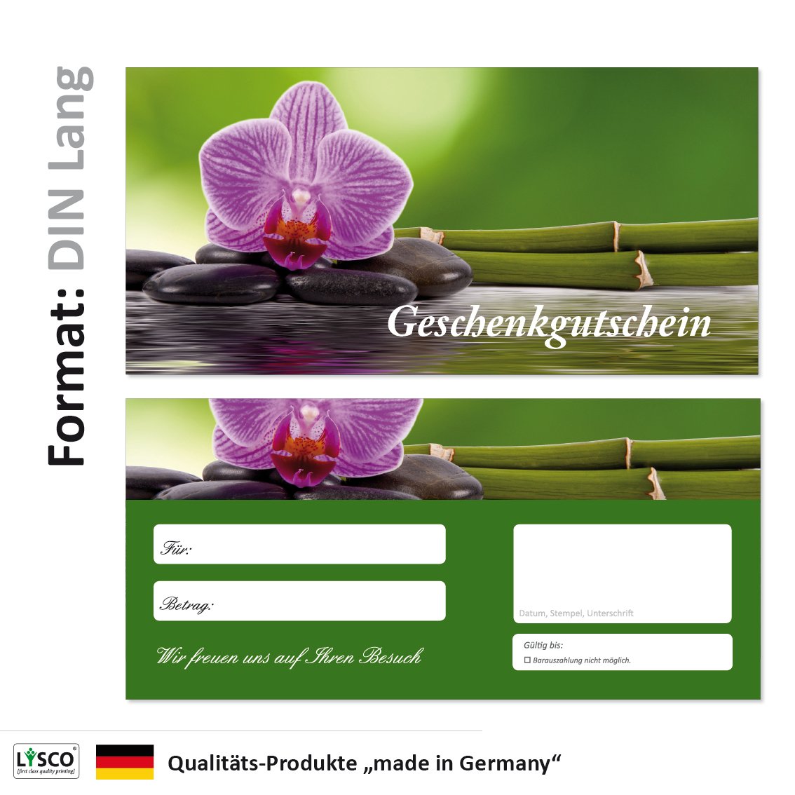 200 Stück Geschenkgutscheine (Orchidee-694) Gutscheine Gutscheinkarten für Bereiche wie Erholung Wellness Spa Urlaub Reisen