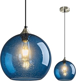 Blue Glass Pendant Lights Kitchen Island Lighting Globe Pendant Light Fi...