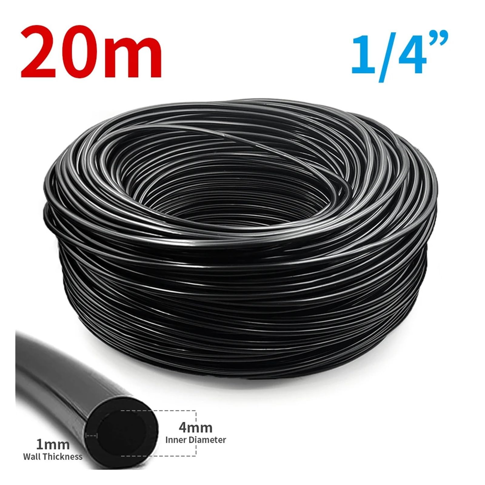 Manguera de microgoteo DIY 4/7mm 20-100M sistema de riego de jardín | Microtubo de goteo regulable de PVC for sistemas de riego de jardines.(20m)